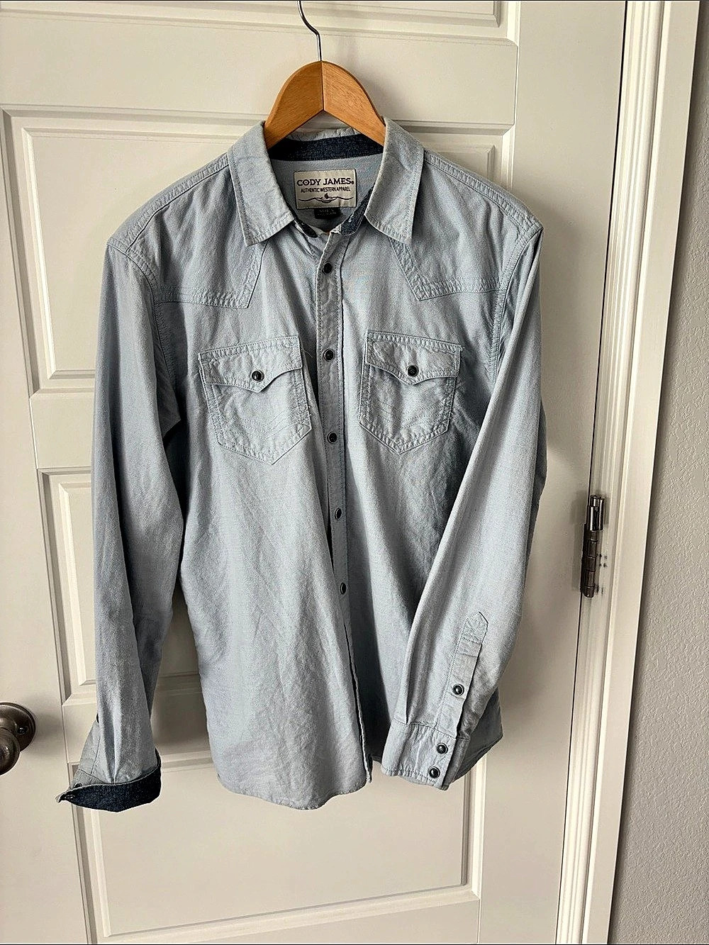 Lucky Brand Western Plaid Shirt Snaps! Shirt in Black & Gray Size Medium
